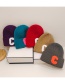 Fashion Big Red C Letter Woolen Hat Letter Wool Knitted Beanie