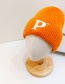 Fashion Peacock Blue P Letter Knitted Hat Knitted Cap With Woolen Letters