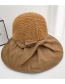 Fashion Beige Hollow Fisherman Hat With Big Eaves Bowknot