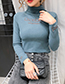 Fashion Gray Green Long-sleeved Bottoming Shirt With German Velvet Embroidery