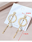 Fashion Golden Letter Pearl Geometric Alloy Long Earrings