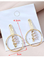 Fashion Golden Real Gold-plated Pearl Cutout Round Earrings