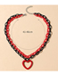 Fashion Red+black Resin Hollow Peach Heart Double Necklace
