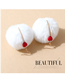 Fashion White Resin Peach Heart Hair Ball Earrings
