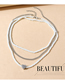 Fashion Silver Pearl Beaded Peach Heart Multilayer Necklace