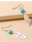 Fashion Gold Alloy Resin Serpentine Turquoise Earrings