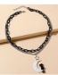 Fashion Silver Resin Moon Cat Double Necklace