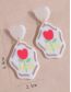 Fashion White Synthetic Resin Heart Flower Tag Stud Earrings
