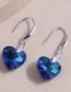 Fashion Blue Alloy Heart Crystal Stud Earrings