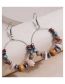 Fashion Silver Alloy Geometric Wood Bead Round Stud Earrings