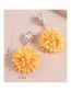 Fashion Yellow Metal Drop Diamond Floral Stud Earrings