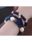 Fashion Blue Acrylic Beaded Tassel Leaf Multilayer Bracelet