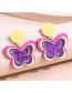 Fashion Purple Geometric Butterfly Plate Stud Earrings
