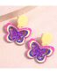 Fashion Purple Geometric Butterfly Plate Stud Earrings