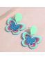 Fashion Blue Geometric Butterfly Plate Stud Earrings