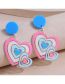 Fashion Pink Geometric Plate Heart Stud Earrings