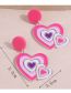 Fashion Rose Red Geometric Plate Heart Stud Earrings