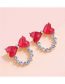 Fashion Gold Alloy Flash Diamond Bow Circle Stud Earrings