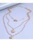 Fashion Gold Alloy Diamond Sun Heart Ball Multilayer Necklace