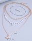 Fashion Gold Alloy Pearl Stitching Chain Starfish Multilayer Necklace