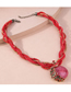 Fashion Red Alloy Inlaid Porcupine Geometric Necklace