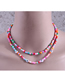 Fashion Color Colorful Rice Beads Beaded Letter Double Necklace