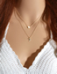 Fashion Gold Alloy Diamond Heart Crescent Double Layer Necklace