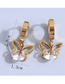 Fashion Gold Titanium Steel Inlaid Zirconium Hollow Butterfly Stud Earrings