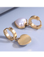 Fashion Gold Titanium Pearl Heart Earrings