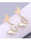 Fashion Gold Titanium Shell Butterfly Stud Earrings
