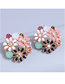 Fashion Flowers Alloy Diamond Flower Stud Earrings
