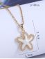 Fashion Gold Bronze Zirconium Starfish Necklace