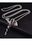 Fashion Silver Titanium Geometric Serpent Wings Necklace With Diamonds