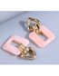 Fashion Pink Alloy Geometric Square Stud Earrings