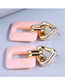 Fashion Pink Alloy Geometric Square Stud Earrings