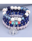 Fashion Light Blue Alloy Geometric Beaded Tree Of Life Multilayer Bracelet