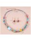 Fashion Color Resin Beaded Necklace And Earrings Set