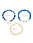 Fashion Blue Alloy Beaded Clay Alphabet Shell Cross Bracelet Set Of 3