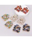 Fashion Color-3 Alloy Diamond Square Stud Earrings