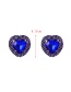 Fashion Royal Blue Alloy Diamond Heart Stud Earrings