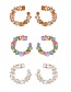 Fashion Color Alloy Diamond C Shape Geometric Stud Earrings