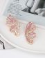 Fashion Pink Alloy Diamond Wing Stud Earrings