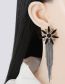 Fashion Black Alloy Diamond Geometric Tassel Drop Earrings