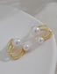 Fashion Gold Color Titanium Geometric Pearl Stud Earrings