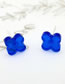 Fashion Blue Alloy Flower Stud Earrings