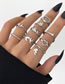 Fashion Silver Alloy Diamond Heart Letter Flame Ring Set