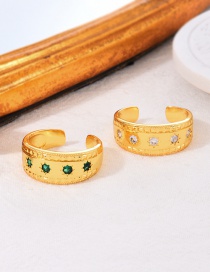 Fashion Green Brass-set Zircon Starburst Open Ring