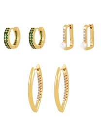 Fashion Gold Copper Zircon Square Pearl Earrings