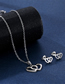 Fashion Silver Stainless Steel Double Heart Stud Necklace