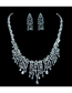 Fashion Silver Bronze Zirconium Geometric Prong Chain Tassel Necklace
